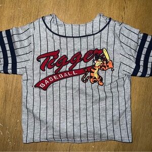 Disney Baby Tigger Baseball Toddler Kids Button Up Striped Shirt 24 Months Grey
